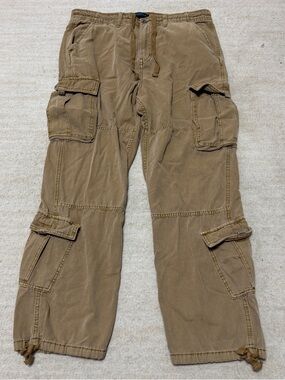 Aéropostale Baggy Cargo Pants Paratrooper Y2K Men's Large Khaki Tan Skater